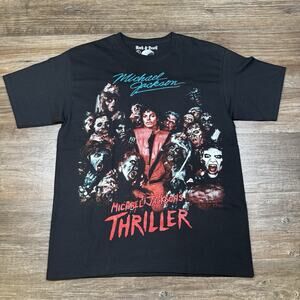 Michael Jackson Thriller Rock & Death T Shirt Mens L Black Embroidered Signature